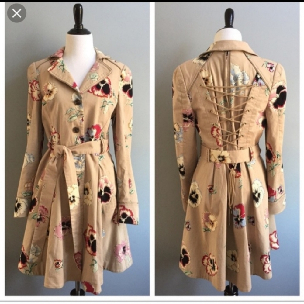 Anthropologie Pansy Corset Trench Coat